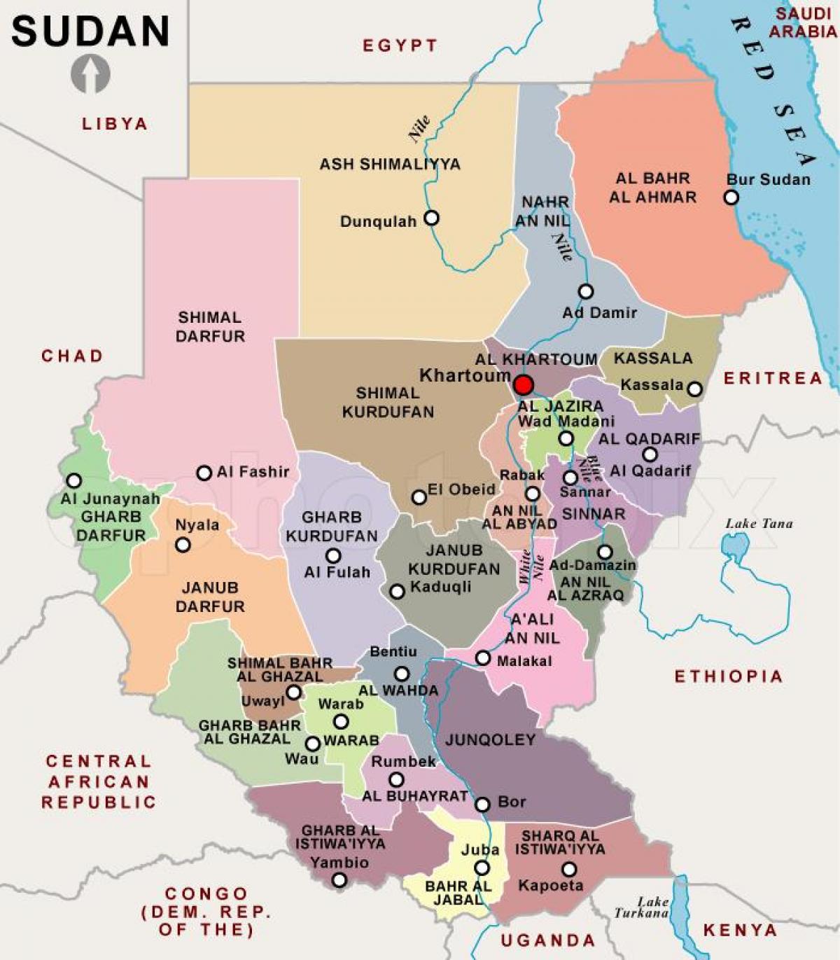 Sudan haritası bölgeler