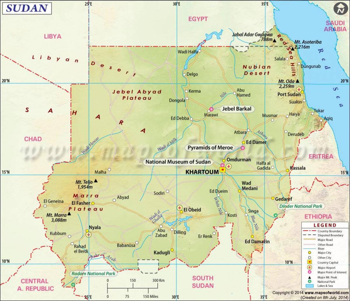 Sudan haritası şehirler