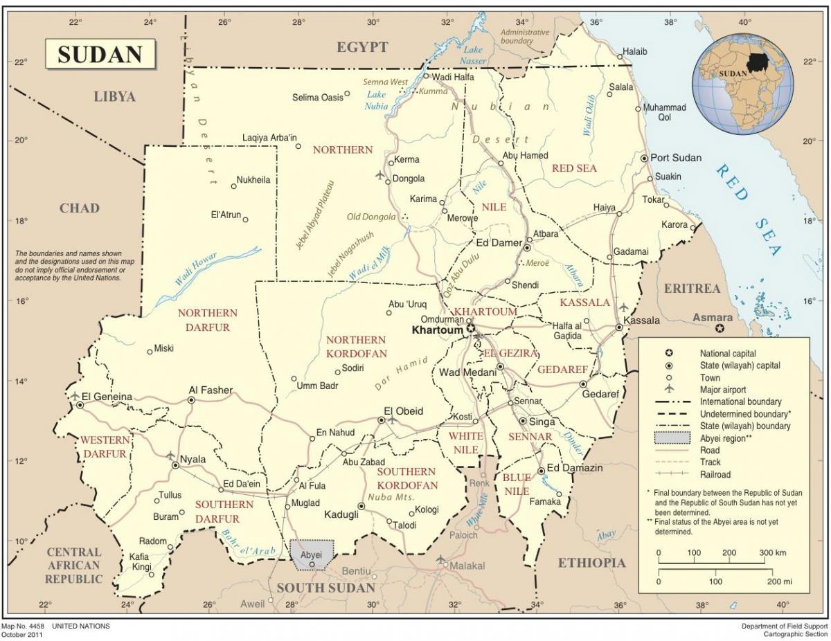Sudan haritası Devletleri